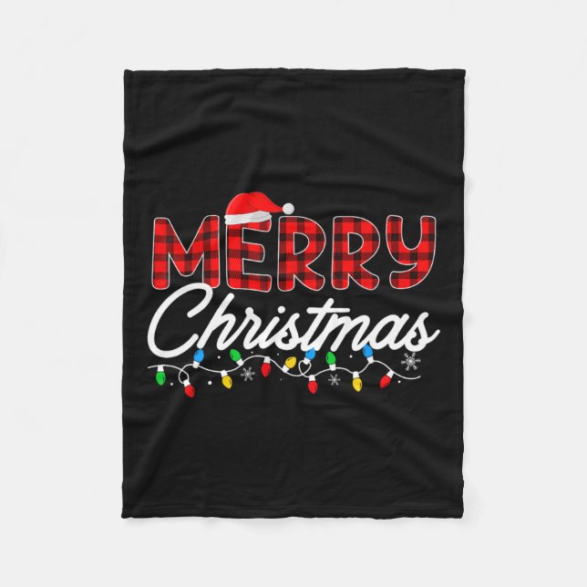 Frohe Weihnachten Leopard Buffalo Red Kariert für  Fleecedecke (Vorderseite)