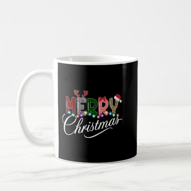 Frohe Weihnachten Leopard Buffalo Red Kariert für  Kaffeetasse (Links)