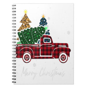 Frohe Weihnachten Leopard Buffalo Truck Tree Red P Notizblock
