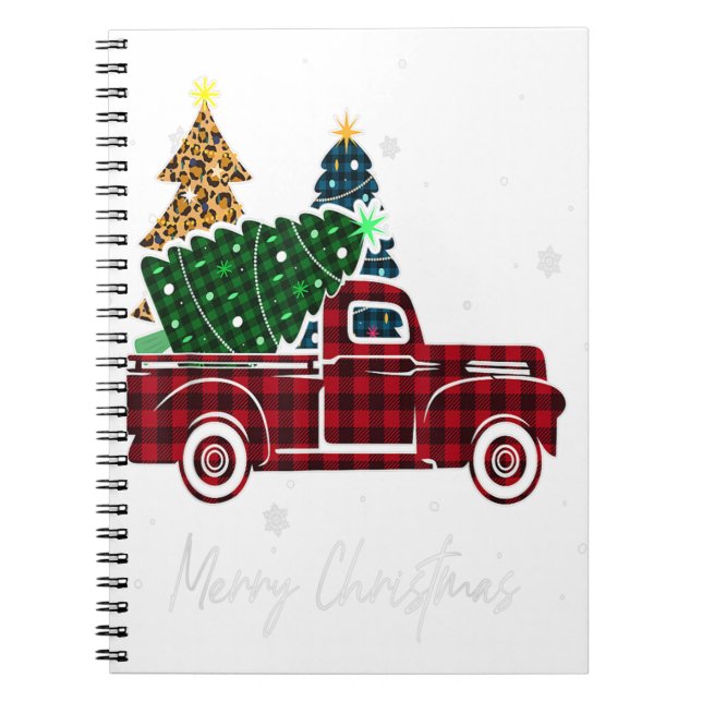Frohe Weihnachten Leopard Buffalo Truck Tree Red P Notizblock (Vorderseite)