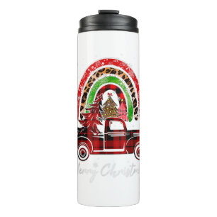 Frohe Weihnachten Leopard Buffalo Truck Tree Red P Thermosbecher