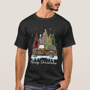 Frohe Weihnachten Leopard Büffel LKW Baum Rot T-Shirt