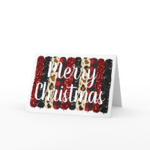 Frohe Weihnachten Leopard Glitzer Glam Brush Strok