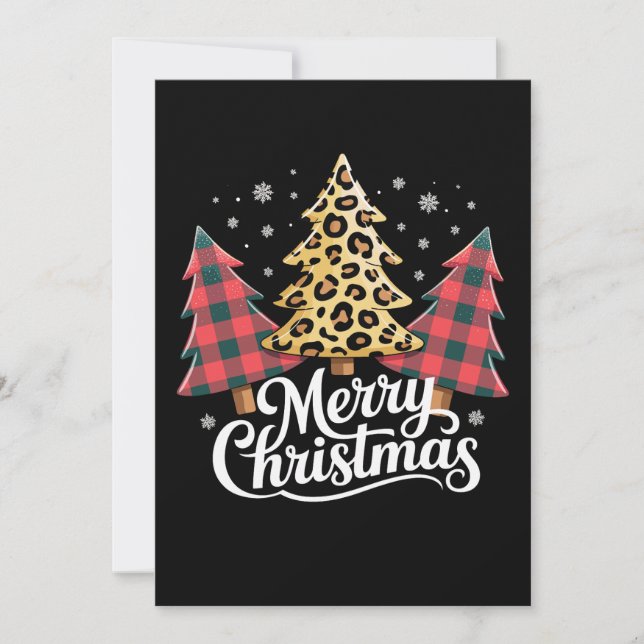 Frohe Weihnachten Leopard Kariert Tree Xmas Urlaub (Vorderseite)