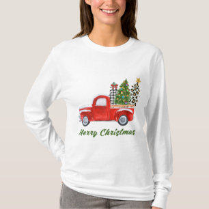 Frohe Weihnachten Leopard Karierten Weihnachtsbaum T-Shirt