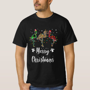Frohe Weihnachten Leopard Red Green Kariert Flamin T-Shirt