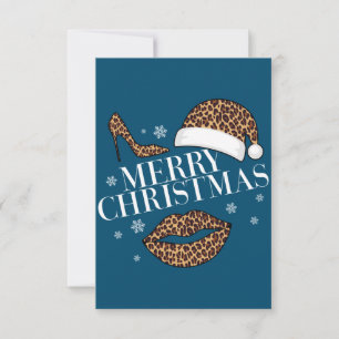 Frohe Weihnachten Leopardenprint Damen Dankeskarte