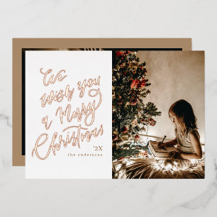 Frohe Weihnachten Lettering Foto Folien Feiertagskarte