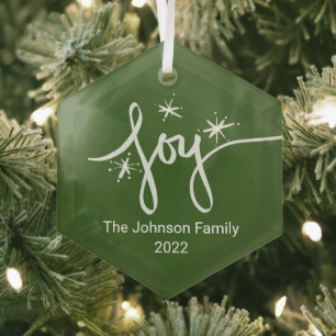 Frohe Weihnachten Lettering Schneeflocken Freude Ornament Aus Glas