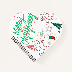Frohe Weihnachten Lettering und Weihnachtsgebäck F Notizbuch