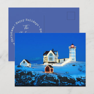 Frohe Weihnachten-Leuchtturm Feiertagspostkarte