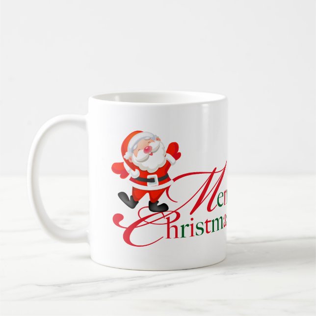 Frohe Weihnachten Liebe custom rot grün Kaffeetasse (Links)