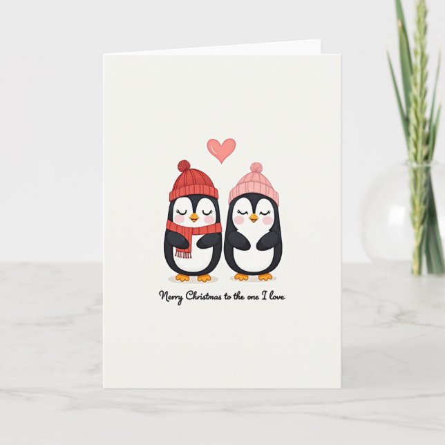 Frohe Weihnachten Liebe Pinguine Karte (Vorderseite)