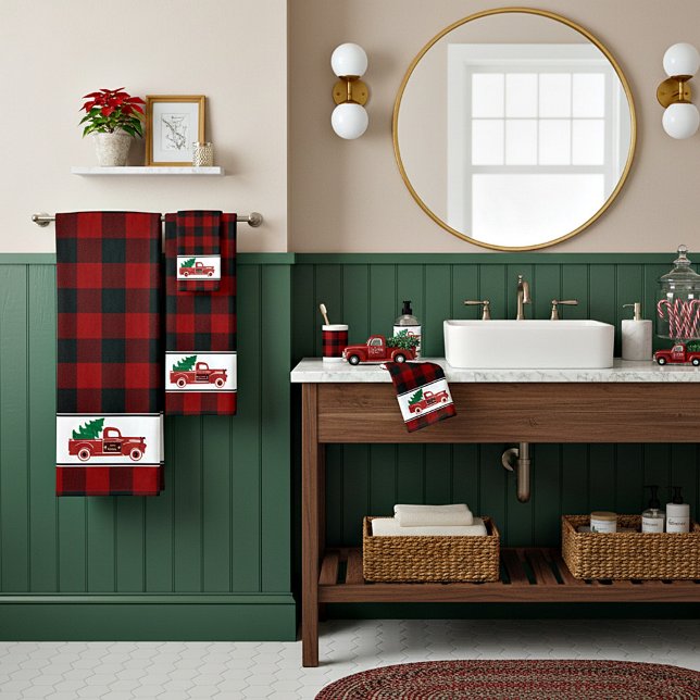 Frohe Weihnachten Lieferwagen und Baum Badetuch Se Badhandtuch Set (Von Creator hochgeladen)