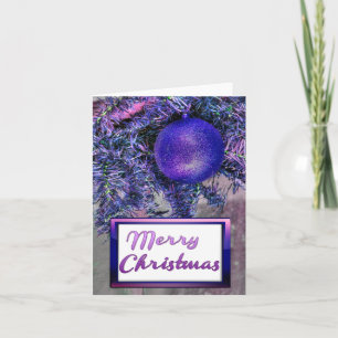 Frohe Weihnachten Lila Baum Retro geflochtene Begr Karte