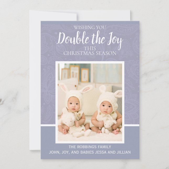 Frohe Weihnachten Lila Paisley Lace Twin Girl Boy (Vorderseite)