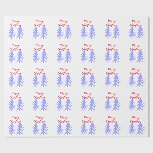 Frohe Weihnachten lila Pastelkiefer Wasser Geschenkpapier (Flach)