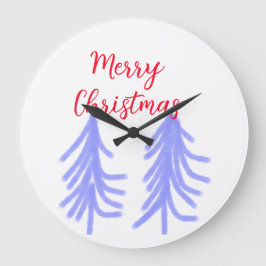 Frohe Weihnachten lila Pastelkiefer Wasser Große Wanduhr