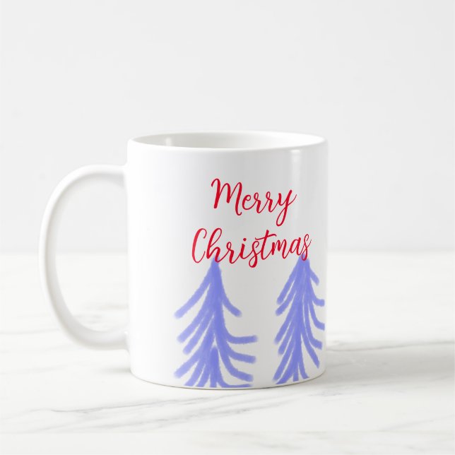 Frohe Weihnachten lila Pastelkiefer Wasser Kaffeetasse (Links)