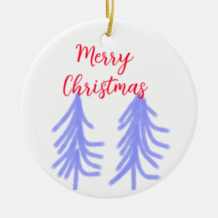 Frohe Weihnachten lila Pastelkiefer Wasser Keramik Ornament