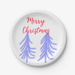 Frohe Weihnachten lila Pastelkiefer Wasser Pappteller