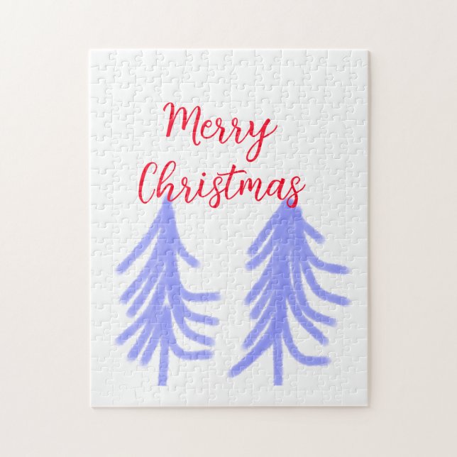 Frohe Weihnachten lila Pastelkiefer Wasser Puzzle (Vertikal)