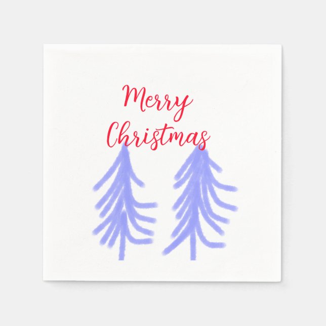 Frohe Weihnachten lila Pastelkiefer Wasser Serviette (Vorderseite)