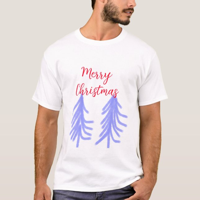 Frohe Weihnachten lila Pastelkiefer Wasser T-Shirt (Vorderseite)