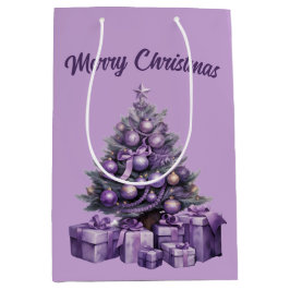 Frohe Weihnachten lila Weihnachtsbaum Mittlere Geschenktüte