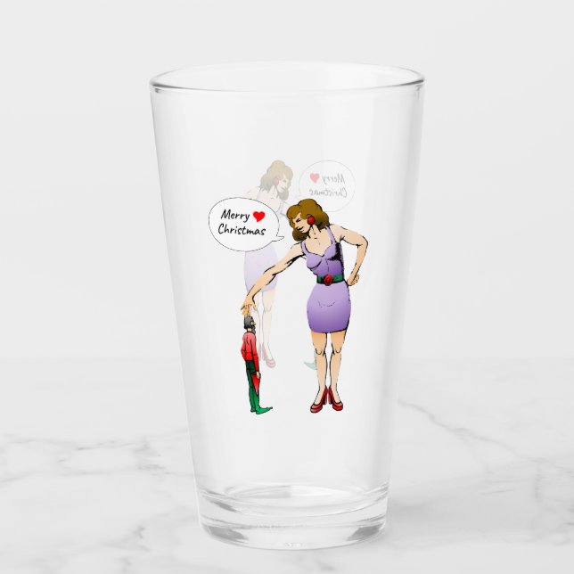 Frohe Weihnachten Little Elf Glas (Vorderseite)