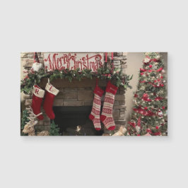 Frohe Weihnachten Livingroom Szene mit Weihnachtsb Magnetkarte