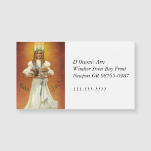 Frohe Weihnachten! Lucia mit Leckereien Magnetkarte
