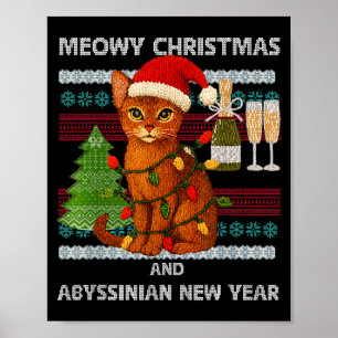 Frohe Weihnachten Lustige Abessinierkatze Weihnach Poster