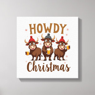 Frohe Weihnachten Lustige Highland-Kuh Weihnachts- Leinwanddruck