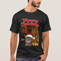 Frohe Weihnachten Lustige Katze Meme Santa Hut Bau