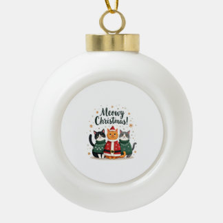 Frohe Weihnachten Lustige Katze Weihnachten Feiert Keramik Kugel-Ornament