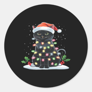 Frohe Weihnachten Lustige Katze Weihnachtsbaum San Runder Aufkleber