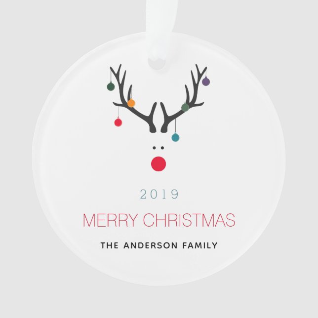 Frohe Weihnachten lustige Rentierfamilie Ornament (Vorderseite)