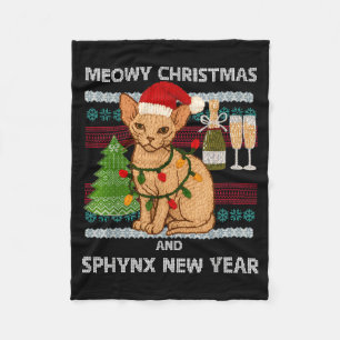 Frohe Weihnachten Lustige Sphynx-Katze Weihnachtsm Fleecedecke