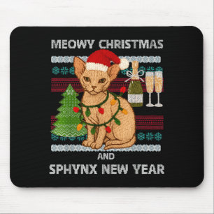 Frohe Weihnachten Lustige Sphynx-Katze Weihnachtsm Mousepad