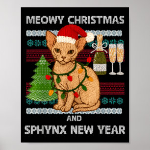 Frohe Weihnachten Lustige Sphynx-Katze Weihnachtsm Poster