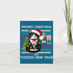 Frohe Weihnachten Lustige Tuxedo-Katze Weihnachtsm Karte