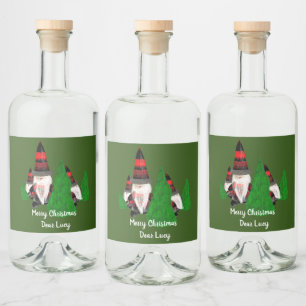 Frohe Weihnachten, lustige Zwerge personalisieren Alkoholflaschenetikett