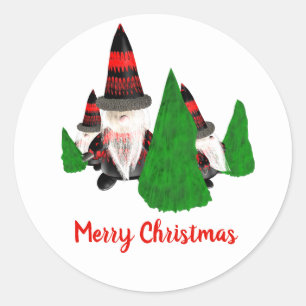 Frohe Weihnachten, lustige Zwerge personalisieren Runder Aufkleber
