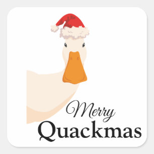 Frohe Weihnachten lustigen Cartoon Duck Quadratischer Aufkleber
