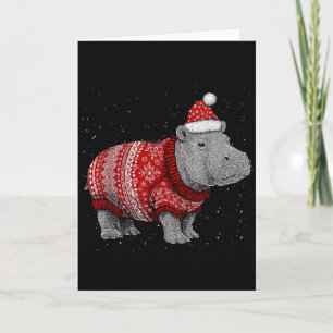 Frohe Weihnachten Lustiger Nilpferd Weihnachtsmann Karte