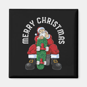 Frohe Weihnachten Lustiger Santa Skateboard Herz S Magnet