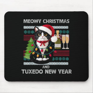Frohe Weihnachten Lustiger Tuxedo-Katze Weihnachts Mousepad
