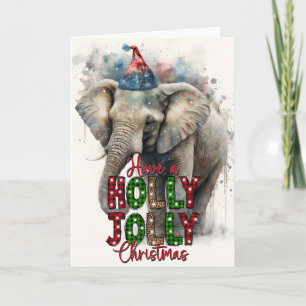 Frohe Weihnachten lustiger Weihnachtsmann Elefant  Karte