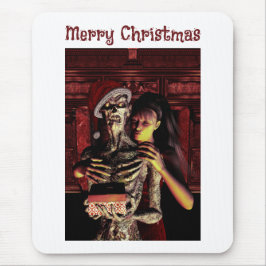 Frohe Weihnachten. Lustiges Skelett mit Frau Mousepad